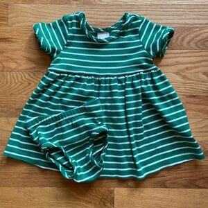 Hanna Andersson Kelly Green Striped Dress and Bloomer Set